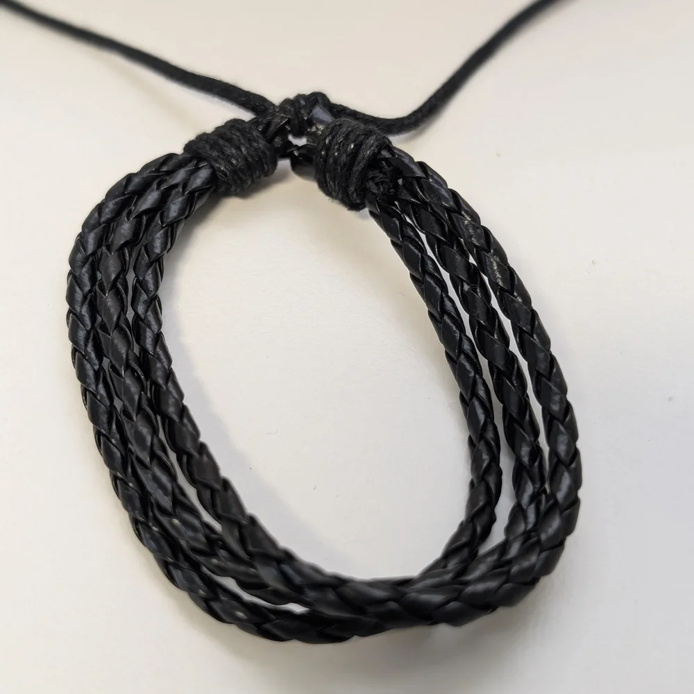 Black Leather Braided Bracelet